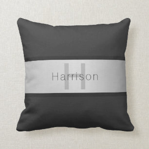 Name und Monogramm   Grays & Imitate Silver Look Kissen