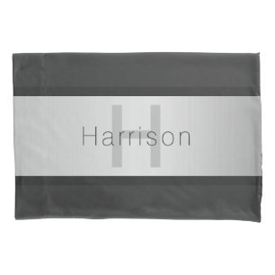 Name und Monogramm Grays & Imitate Silver Look Kissenbezug