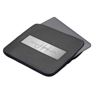 Name und Monogramm   Grays & Imitate Silver Look Laptopschutzhülle