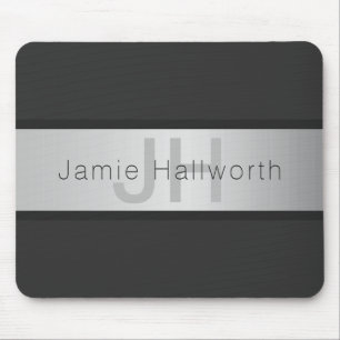 Name und Monogramm Grays & Imitate Silver Look Mousepad