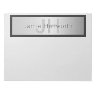 Name und Monogramm Grays & Imitate Silver Look Notizblock