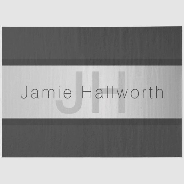 Name und Monogramm | Grays & Imitate Silver Look Seidenpapier (Vorderseite)