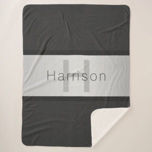 Name und Monogramm Grays & Imitate Silver Look Sherpadecke