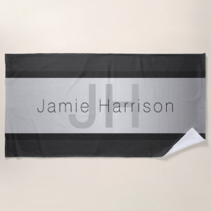 Name und Monogramm Grays & Imitate Silver Look Strandtuch