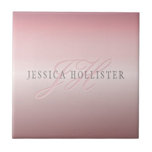 Name und Monogramm Soft IMITATE Rose Gold Blush Fliese