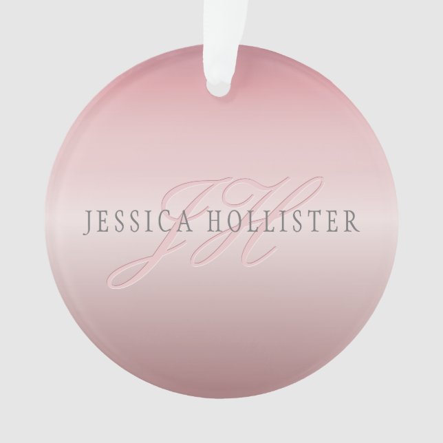 Name und Monogramm | Soft IMITATE Rose Gold Blush Ornament (Vorderseite)