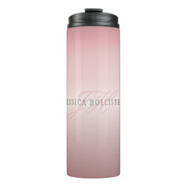 Name und Monogramm | Soft IMITATE Rose Gold Blush Thermosbecher