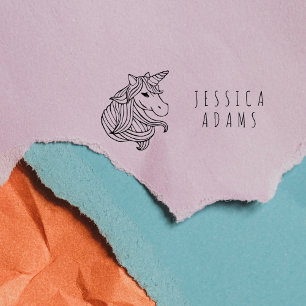 Name und Nachname des niedlichen Unicorn Kid Gummistempel