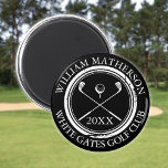 Name und Name des Clubs Magnet<br><div class="desc">Mit einem altertümlichen Briefmarke-Effekt klassisches Retro-Design, personalisieren Sie den Namen des Golfers, den Golfclub und das Datum zu einem großen Sake für alle Golfer. Entwickelt von Thisisnotme©</div>