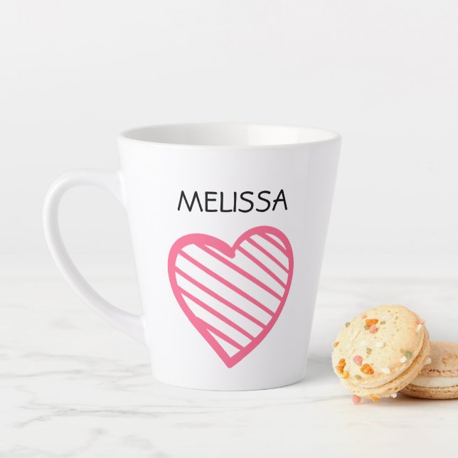 NAME und Niedliches rosa gestrichenes Herz Milchtasse (Beispiel)