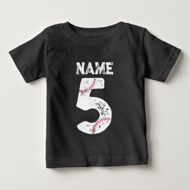 Name und Nummer 5 Baseball, Baseball-Team Baby T-shirt (Vorderseite)
