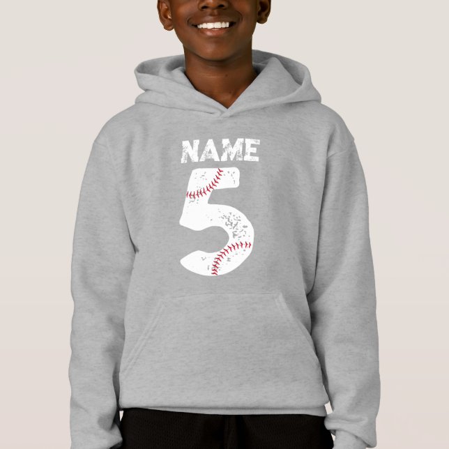 Name und Nummer 5 Baseball, Baseball-Team Hoodie (Vorderseite)