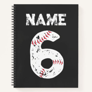 Name und Nummer 6 Baseball, Baseball-Team Notizbuch
