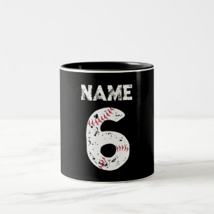 Name und Nummer 6 Baseball, Baseball-Team Zweifarbige Tasse