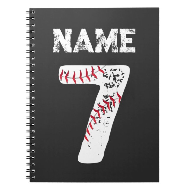 Name und Nummer 7 Baseball, Baseball-Team Notizblock (Vorderseite)