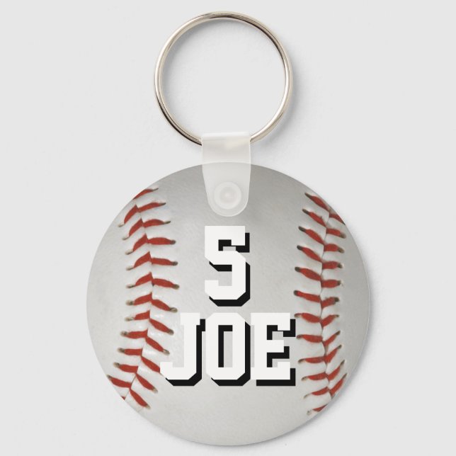 Name und Nummer der personalisierten Baseball-Schl Schlüsselanhänger (Vorderseite)