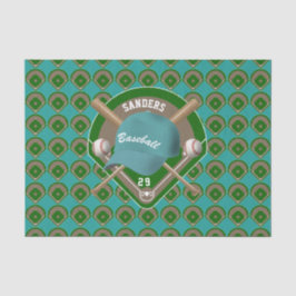 Name und Nummer des Aqua Baseball Diamond Players Seidenpapier