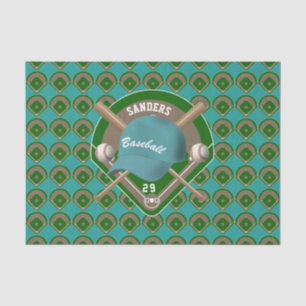 Name und Nummer des Aqua Baseball Diamond Players Seidenpapier