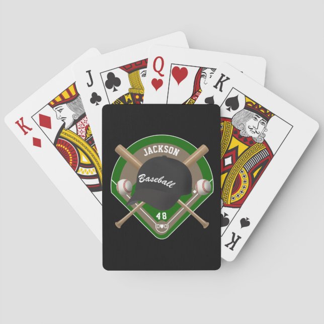 Name und Nummer des Black Baseball Diamond Players Spielkarten (Rückseite)