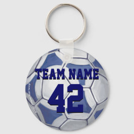 Name und Nummer des Fußball-Balls blau und weiß Schlüsselanhänger
