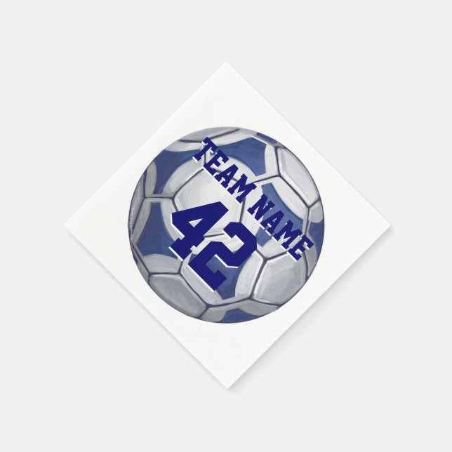 Name und Nummer des Fußball-Balls blau und weiß Serviette (Ecke)