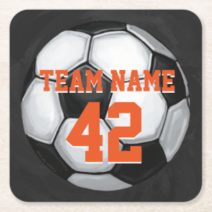 Name und Nummer des Fußballballs Rechteckiger Pappuntersetzer