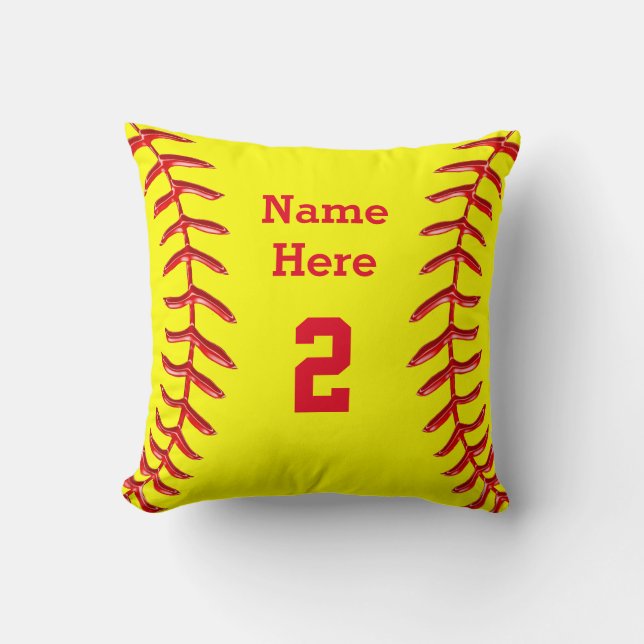 NAME UND NUMMER DES personalisierten SOFTBALLTHEBP Kissen (Vorderseite)