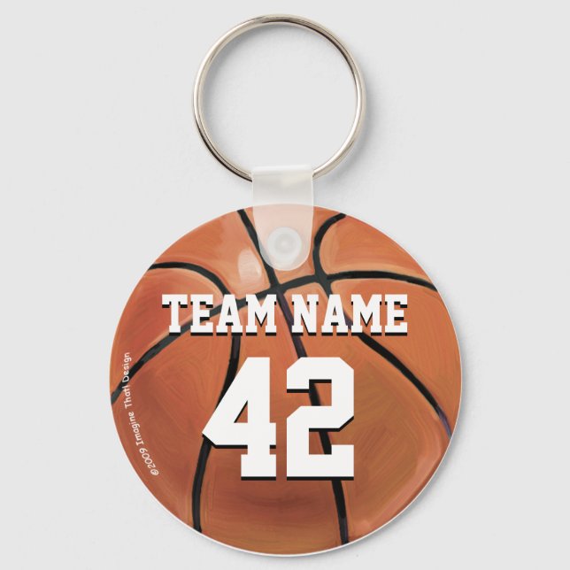 Name und Nummer des Teams Basketball Schlüsselanhänger (Vorderseite)