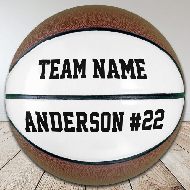 Name und Nummer des Teams und Spieler Basketball (Personalized basketball with custom team name, player name and player jersey number.)