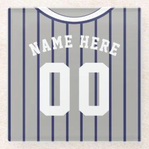Name und Nummer Navy Pinstripe Baseball Glasuntersetzer