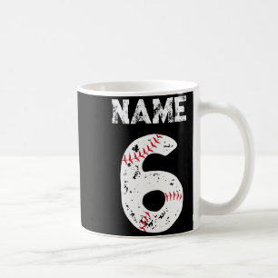 Name und nummeriertes 6 Baseball Baseball Team T-S Kaffeetasse