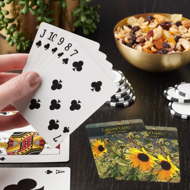 Name UND Personalisiertes Foto Sonnenblumen Sturmw Spielkarten (In Situ)