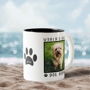 Name und Pfotenabdrücke der besten Hundemutter der Zweifarbige Tasse