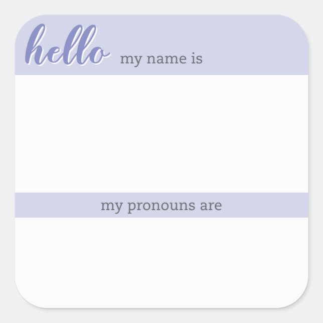 Name und Pronoun-Tag - Lilac-Platz Quadratischer Aufkleber (Vorderseite)