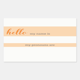 Name und Pronoun-Tag - Orange Rechteckiger Aufkleber