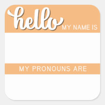 Name und Pronoun-Tag - Orange Square