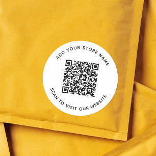 Name und QR-Code Ihrer Business-Website hinzufügen Runder Aufkleber