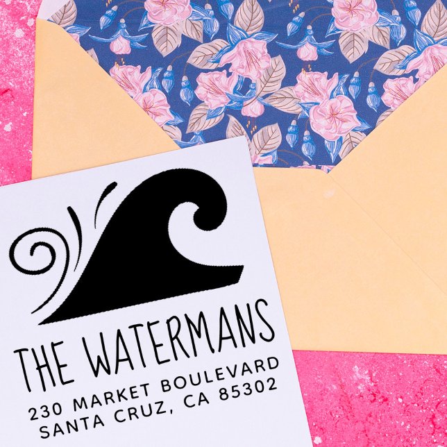 Name und Rücksendeadresse der einfachen Wave-Famil Gummistempel (Von Creator hochgeladen)