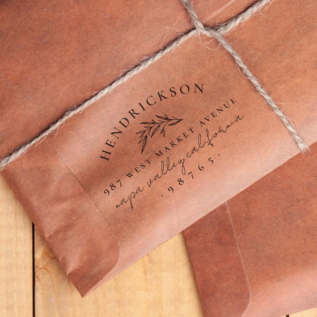 Name und Rücksendeadresse der klassischen botanisc Gummistempel (Rubber Stamp Mock-up)