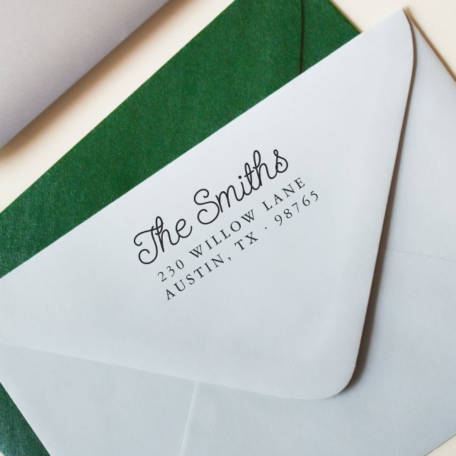 Name und Rücksendeadresse der Skriptfamilie Permastempel (Rubber Stamp Mock-up)