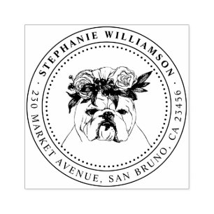 Name und Rücksendeadresse des Bulldog-Hundes Gummistempel