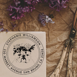 Name und Rücksendeadresse des Bulldog-Hundes Permastempel