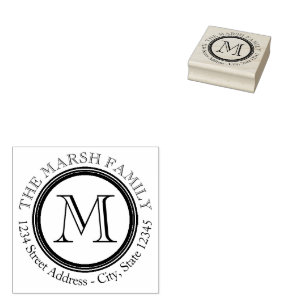 Name und Rücksendeadresse des Serienmonogramms Gummistempel