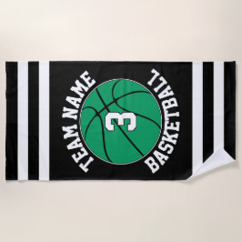 Name und Spielernummer der grünen Basketball-Manns Strandtuch