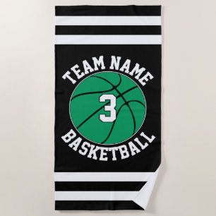 Name und Spielernummer der grünen Basketball-Manns Strandtuch