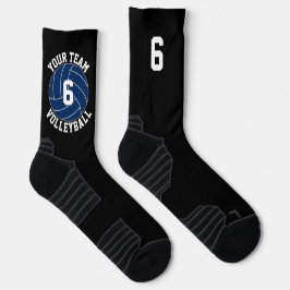 Name und Spielernummer des Blue Volleyball Teams Socken