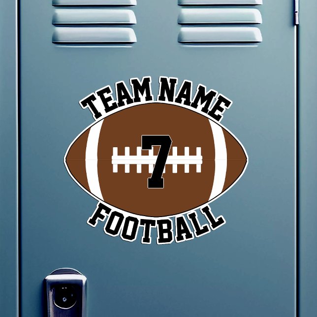 Name und Spielernummer des Fußballteams Aufkleber (Custom football sticker with custom team name and player number on a locker room locker)