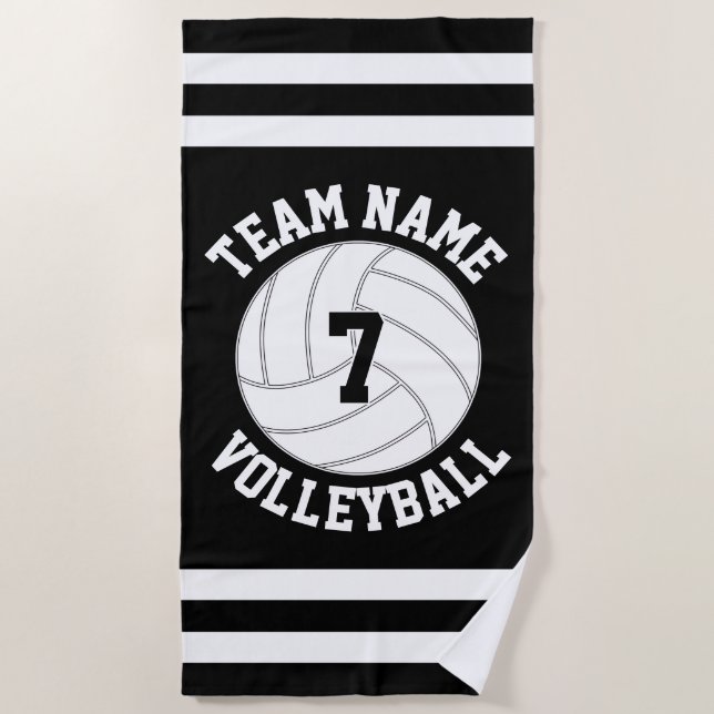 Name und Spielernummer des Volleyballteams Strandtuch (Vorderseite)