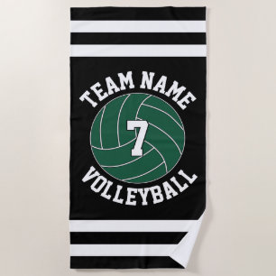 Name und Spielnummer des grünen Volleyball-Teams Strandtuch