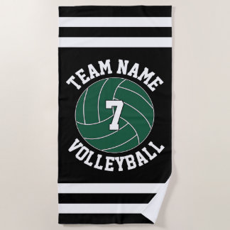 Name und Spielnummer des grünen Volleyball-Teams Strandtuch